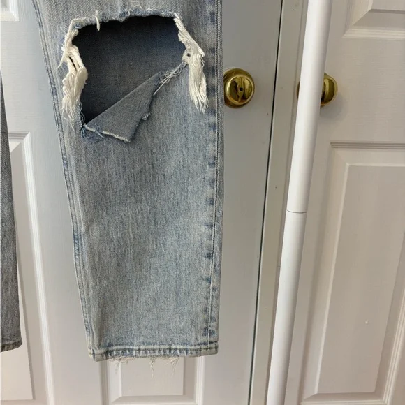 Abercrombie Curve Love The Dad High Rise Distressed Blue Jeans Size 25 Cotton - Picture 8 of 10